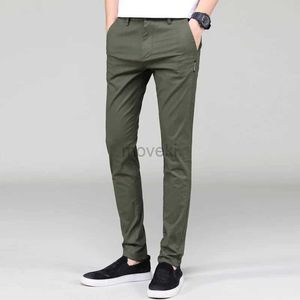 Herenbroeken Heren Lichtgewicht Casual broek Slim Fit Classic rechte broek Zomer Katoen Joggers Solid Army Green Stretch Pants Man D240425
