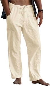 Pantalon masculin masculin lâche en lin de coton décontracté pantalon de poche Q2404291