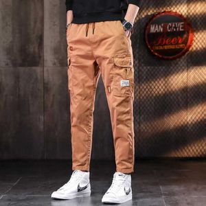 Pantalon masculin masculin orange tactique pantalon de cargaison de coton décontracté