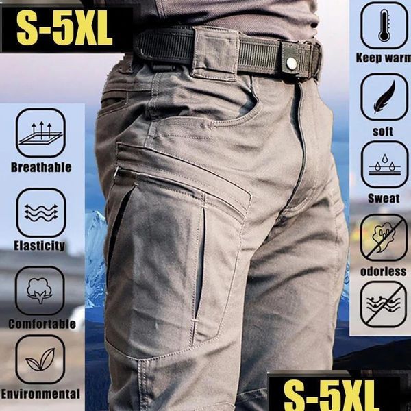 Pantalons pour hommes Hommes Outdoor Cargo Homme Travail Randonnée Rip-Stop Militaire Tactique Casual Mti-Pocket Hommes Pantalons Drop Delivery Vêtements Clothin Dhmja