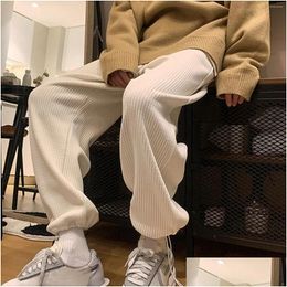 Pantalons pour hommes Pantalons pour hommes Version coréenne de coupe ample Couleur unie Jambe large Poche de sport Casual Jogging droit Dstring Pant Drop D DH01L