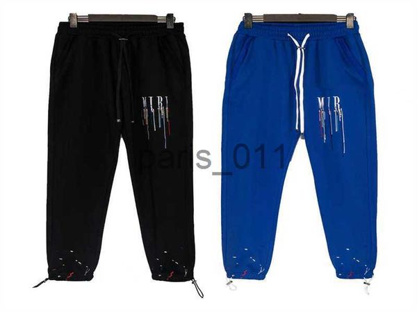 Pantalones para hombre Pantalones para hombre Pantalones nuevos con patrón de paneles Pantalón deportivo con cordón suelto Pantalones deportivos casuales de nueve puntos para hombre Mujer talla S-XL # 885 x1017