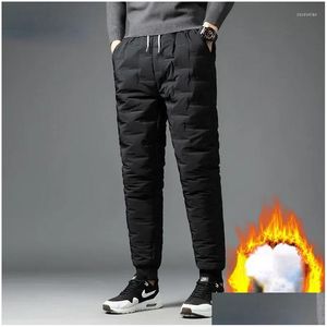 Pantalones para hombres Pantalones para hombre Invierno 90% Pato blanco Down Alta calidad Slim Straight Snow Cálido Pantalones acolchados Ropa masculina Y39 Drop Deliver DHCVO