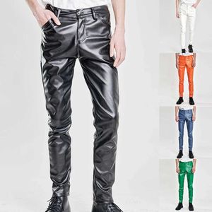 Pantalon masculin pour hommes pantalons en cuir personnalisés mode ultra mince pantalon de cuir de vélo élastique élastique.