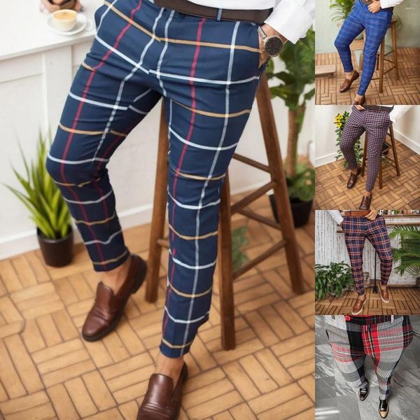 Pantalons pour hommes Hommes Plaid Imprimer Crayon Vintage Jogging Hommes 2024 Printemps Été Business Pantalon décontracté Streetwear Pantalones