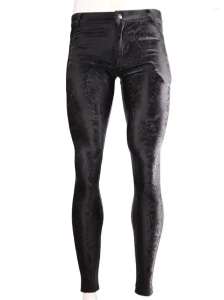 Pantalones para hombres para hombre PU Jeans de cuero Lápiz Faux Latex Pantalones Elástico Estampado Pantalon Leggings apretados Moda Pantalón de motocicleta