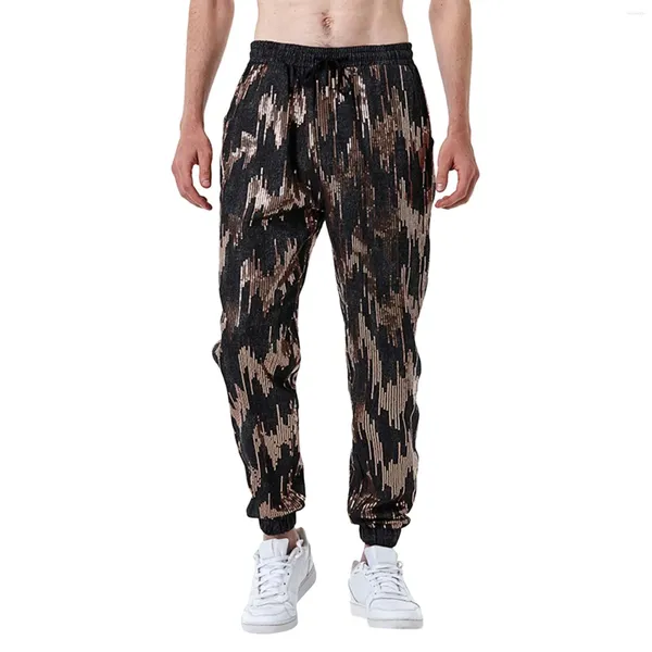 Pantalones para hombres para hombre lentejuelas polainas fiesta de baile juvenil moda casual suelta cintura elástica pantalones para hombre ropa hombre