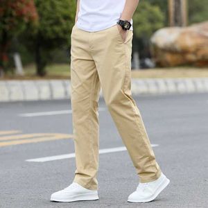 Pantalones para hombres para hombres delgados pantalones casuales livianos clásicos de verano jogger el estiramiento de algodón sólido Color sólido Mens Q240429