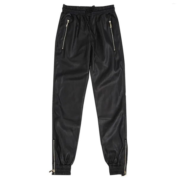 Pantalones para hombres para hombre Slim Fit Leggings de cuero apretado elástico cálido H Tendencia Motocicleta Hombres Yoga