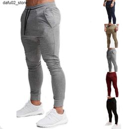 Pantalones para hombres pantanos delgados jogger estiramiento fitness deportes deportes chaer algodón jadeo corriendo ejercicio de entrenamiento de gimnasio pantalones de sudor Q240417