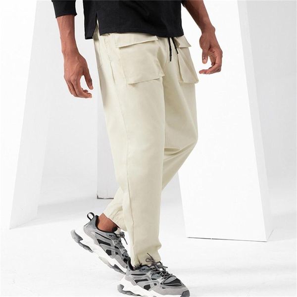 Pantalon homme couleur unie Cargo cordon salopette décontracté poche sport travail pantalon de survêtement grande taille mode noir Baggy pantalon