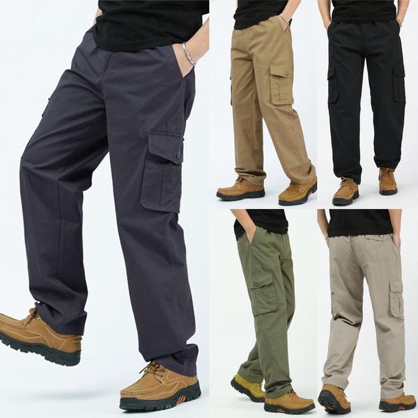 Pantalons pour hommes Hommes Couleur unie Été Casual Tout à la mode Tissé Long Cargo avec poches