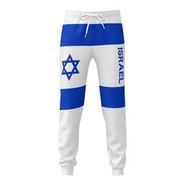 Pantalon masculin pour hommes pantalons sportifs Israel David Star Flag Belt Belt Pocker Jogger Football Sweat-shirt multi-fonction avec Drawstringl2405