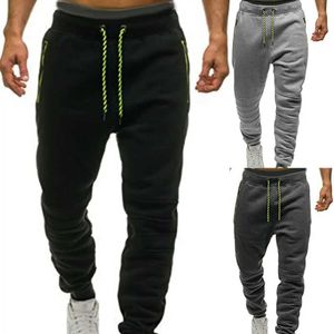 Pantalon masculin pour hommes pantalons sportifs à fermeture éclair à crampons joggers multi-poches passionnés de fitness de poche joggers de hip-hop décontractés J240429