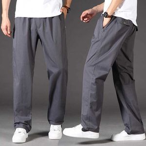 Herenbroeken Heren lente/zomerbroeken katoenen vrachtbroek Casual sport elastische taille broek Harajuku rits pocket pantsL2404