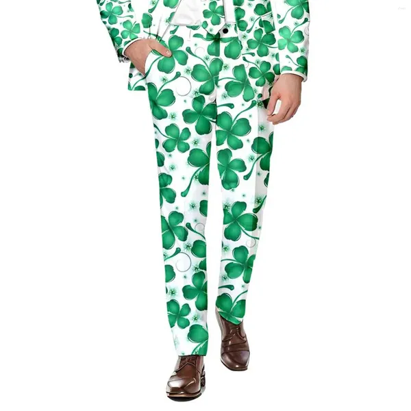 Pantalons pour hommes Costume de la Saint-Patrick pour hommes Style festif Pantalon à quatre feuilles imprimé sur toute la longueur Vêtements pour hommes surdimensionnés décontractés
