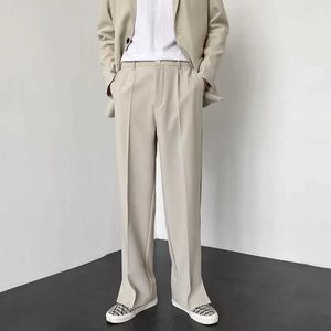 Pantalons masculins Mentes Straitement décontractées 2023 Été Nouveaux bagages coréens personnalisés pour la jambe large pionnier des vêtements de rue Q240429