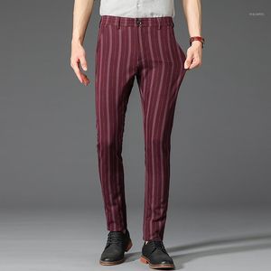 Pantalones para hombres para hombre raya británica slim fit hombres más tamaño casual formal flaco negocio estiramiento pantalones pantalones para 30-38