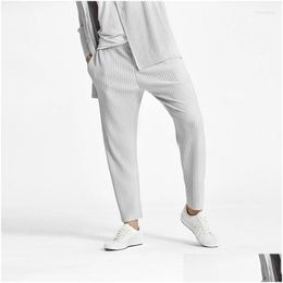 Herenbroeken heren zomer 2022 miyake vouwmode plus maat Japan geplooide crop high flexibiliteit drop levering kleding kleding dhspn