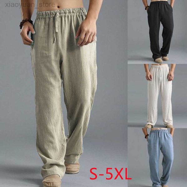 Pantalons pour hommes Hommes été décontracté coton lin cordon de serrage pantalons de Yoga pantalons hommes vêtements pantalons De Hombre hommes pantalons M230408