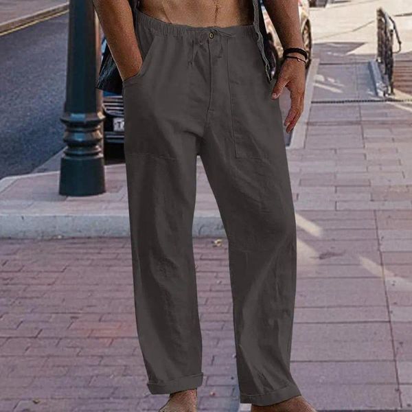 Pantalones para hombres para hombre verano casual algodón lino suelto cordón yoga pantalones hombres ropa pantalones de hombre streetwear ropa