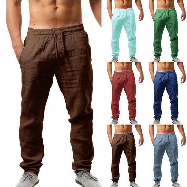 Pantalons pour hommes Hommes D'été Casual Coton Lâche Cordon Yo-Ga Imitation Lin Pantalon Joggers Hommes Vêtements Pantalones 2024