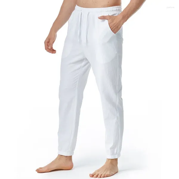 Pantalons pour hommes Hommes d'été Lin Cordon Taille élastique Casual