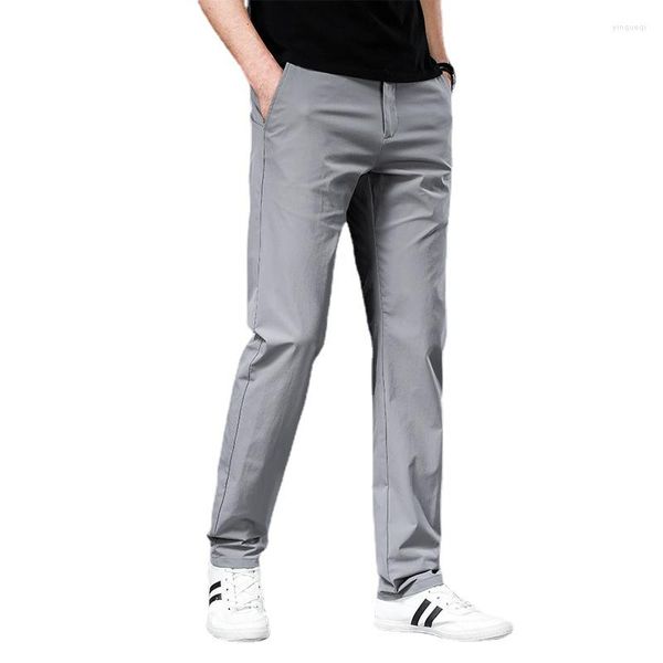 Pantalones para hombres para hombre pantalón de verano luz moda estiramiento spandex recto pantalón vestido clásico no hierro negro beige 2022 marido formal masculino