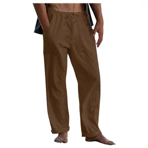 Pantalones para hombres para hombre verano deporte gimnasio pantalones color sólido algodón lino transpirable entrenamiento casual joggers hombres pantalones de chándal