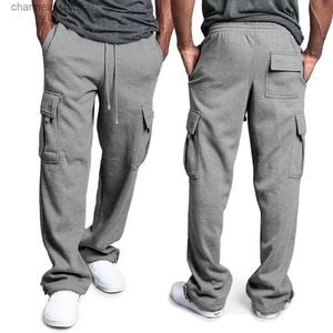 Pantalons pour hommes Pantalons de survêtement pour hommes coupe droite Joggers pour le sport et le streetwear pantalons longs amples surdimensionnés avec cordon de serrage pantalons multi-poches pour hommes T240227