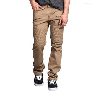 Pantalons pour hommes Panneaux multi-poches minces pour hommes Pantalons en cuir Élégant Casual Vintage Streetwear Cargo
