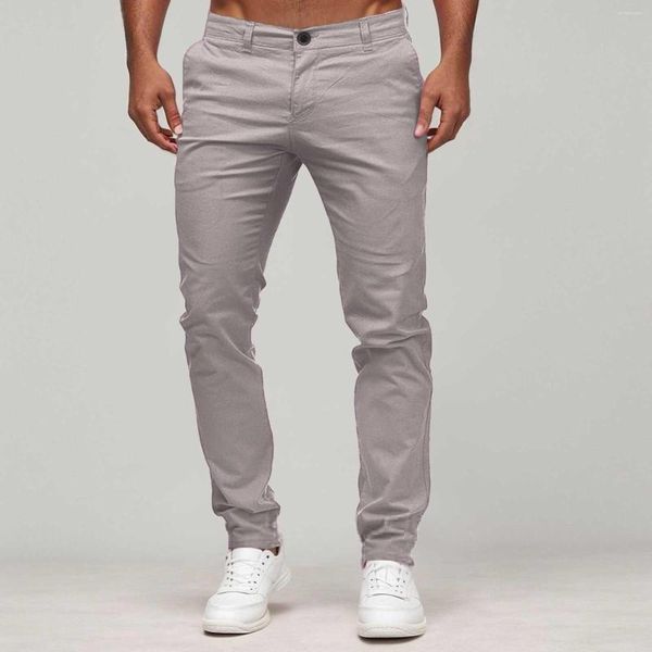 Pantalones para hombres Pantalones para hombre Slim Color Sólido Pantalón de bolsillo medio Longitud completa Transpirable Cargo Joggers Monos Estiramiento