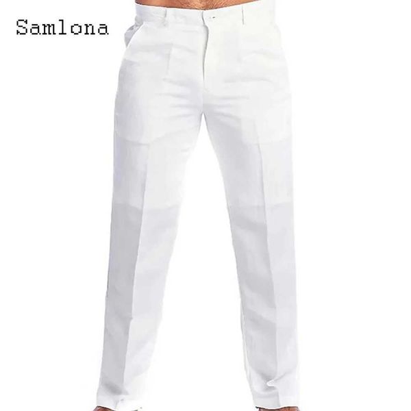 Pantalon masculin masculin pantalon de lin décontracté pantalon pant blanc gris blanc plus taille 3xl hommes élégants et à la mode pantalons de sport pour hommes street j240429