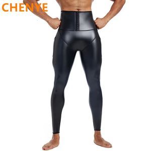 Pantalons pour hommes Hommes Taille Formateur Contrôle Culotte En Cuir Body Shaper High Rock Punk Hip Hop Faux 3crochets avec poches 231218