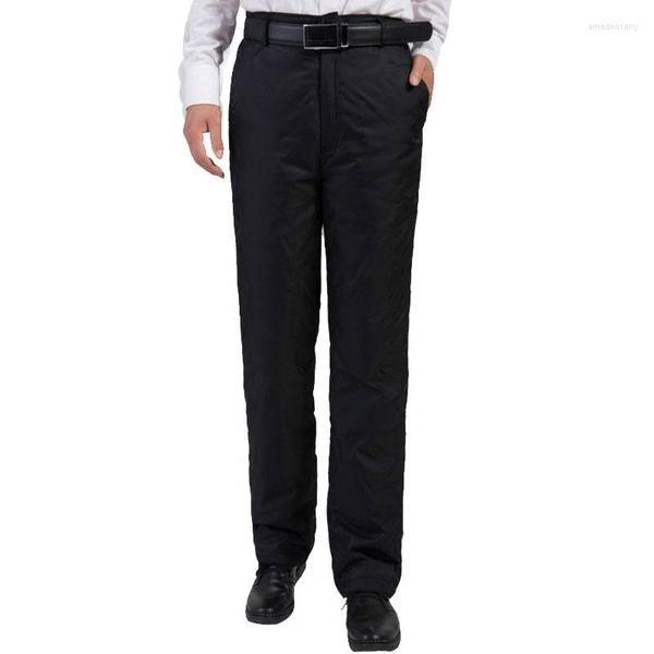 Pantalones para hombres hombre tibio calmante capris pantalones aboño invierno pato blanco por macho pantalones gruesos rectos