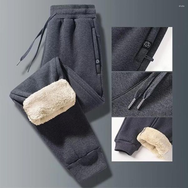 Pantalons pour hommes Hommes Hiver Épaissi Chaud Polaire Poche Piste Sherpa Doublé Pantalon De Survêtement Jogger Pantalon De Gym Hommes Leggings