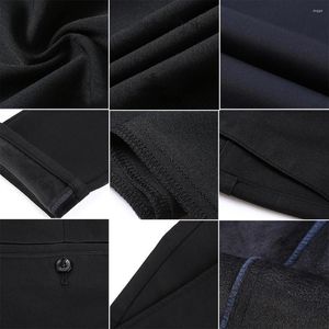 Pantalons pour hommes hommes hiver chaud polaire doublé Stretch droit Chino affaires pantalons hommes d'âge moyen décontracté costume ample