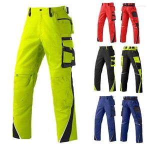 Pantalon Homme Travail Homme Multi Poches Sécurité Construction Cargo Avec Bandes Réfléchissantes Polycoton Workwear PantalonHomme Naom22