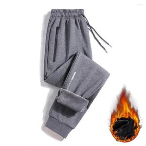 Pantalons pour hommes Taille moyenne Pantalon de survêtement Poches à glissière Sport Hiver Polaire Doublé Jogger avec fermeture à glissière pour le froid
