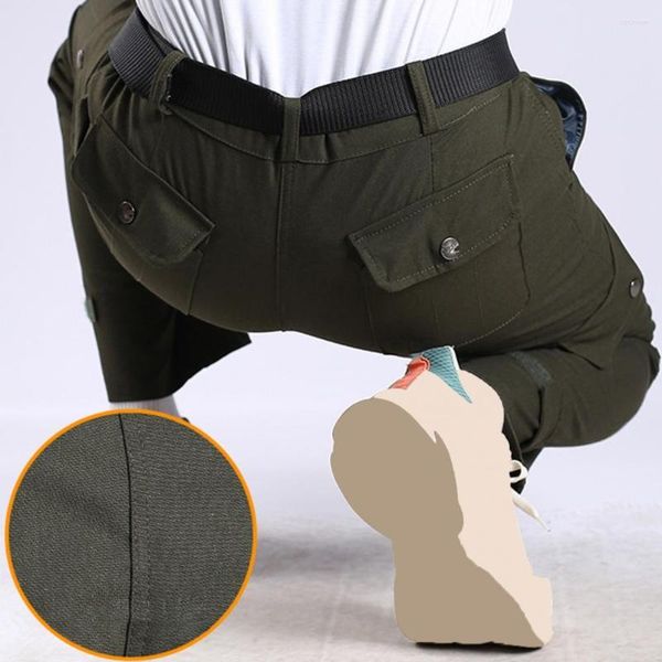 Pantalon pour homme taille moyenne confortable élégant droit avec plusieurs poches respirant doux pantalon durable pour une tenue décontractée