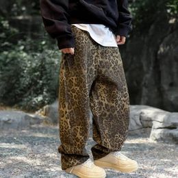 Pantalons pour hommes taille moyenne hommes ample entrejambe profonde rétro Style Hip Hop imprimé léopard doux respirant poches extensible pantalons longs