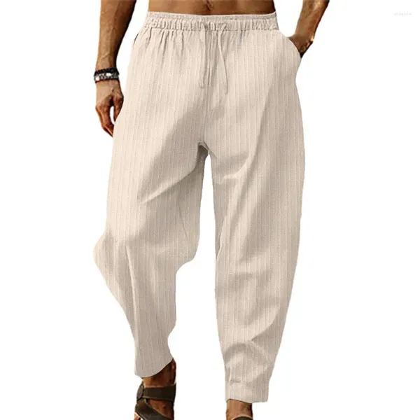 Pantalones de hombre Pantalones de cintura media pantalones de chándal a rayas de pierna ancha con entrepierna profunda elástica para deportes de ocio suave transpirable