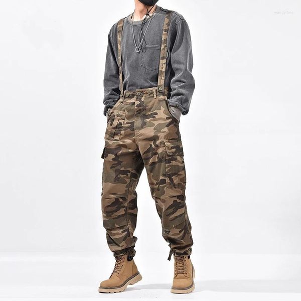 Pantalons pour hommes Camouflage militaire Salopette Sangle Tactique Cargo Streetwear Hommes Pantalon droit