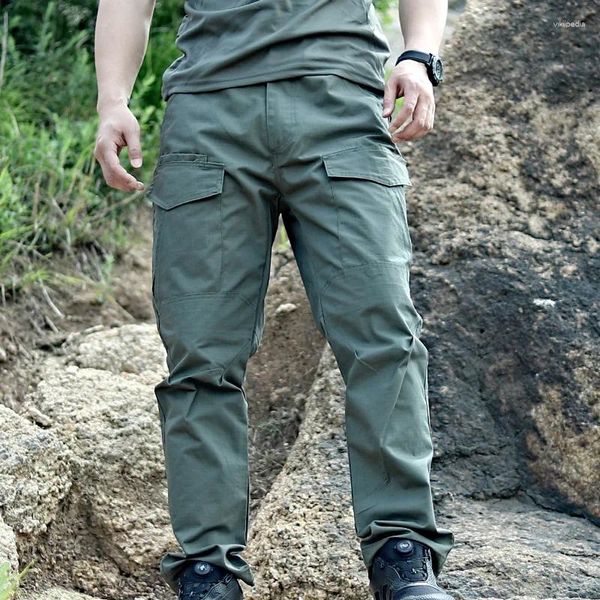 Pantalones para hombres Cargo militar Hombres al aire libre Multi-bolsillo Ripstop Swat Pantalones de combate Pantalones tácticos impermeables Entrenamiento Joggers rectos