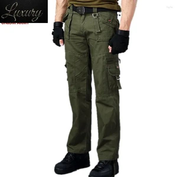 Pantalones para hombres Ropa militar Pantalones de estilo militar de algodón táctico Bolsillo con cremallera hasta la rodilla Carga masculina 2024 Joggers casuales