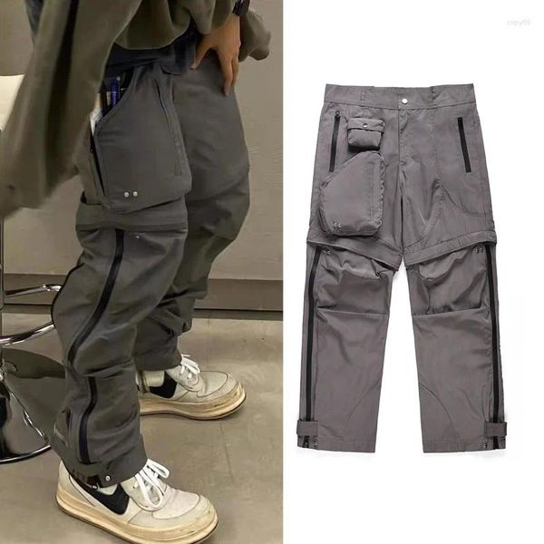 Pantalones para hombres Pantalones tácticos militares Hombres Patchwork Multifuncional Bolsillo Zip Casual Cargo Transpirable Negro Masculino