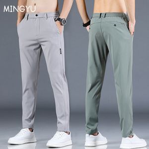 Pantalons pour hommes Mingyu marque été pantalons décontractés pour hommes pantalons pour hommes pantalons pour hommes Slim Fit travail taille élastique noir vert gris pantalon léger 28-38 230316