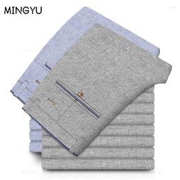 Pantalons pour hommes Mingyu marque été mince coton respirant tissu décontracté affaires travail droit formel pantalon de fête mâle