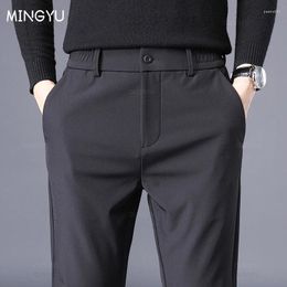 Herenbroek MINGYU merk dik casual zakelijk stretch slim fit elastische taille jogger Koreaanse klassieke zwart grijze broek mannelijk
