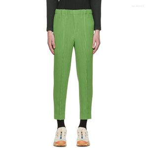 Herenbroek Geplooide Homme High Waist Green Pencil